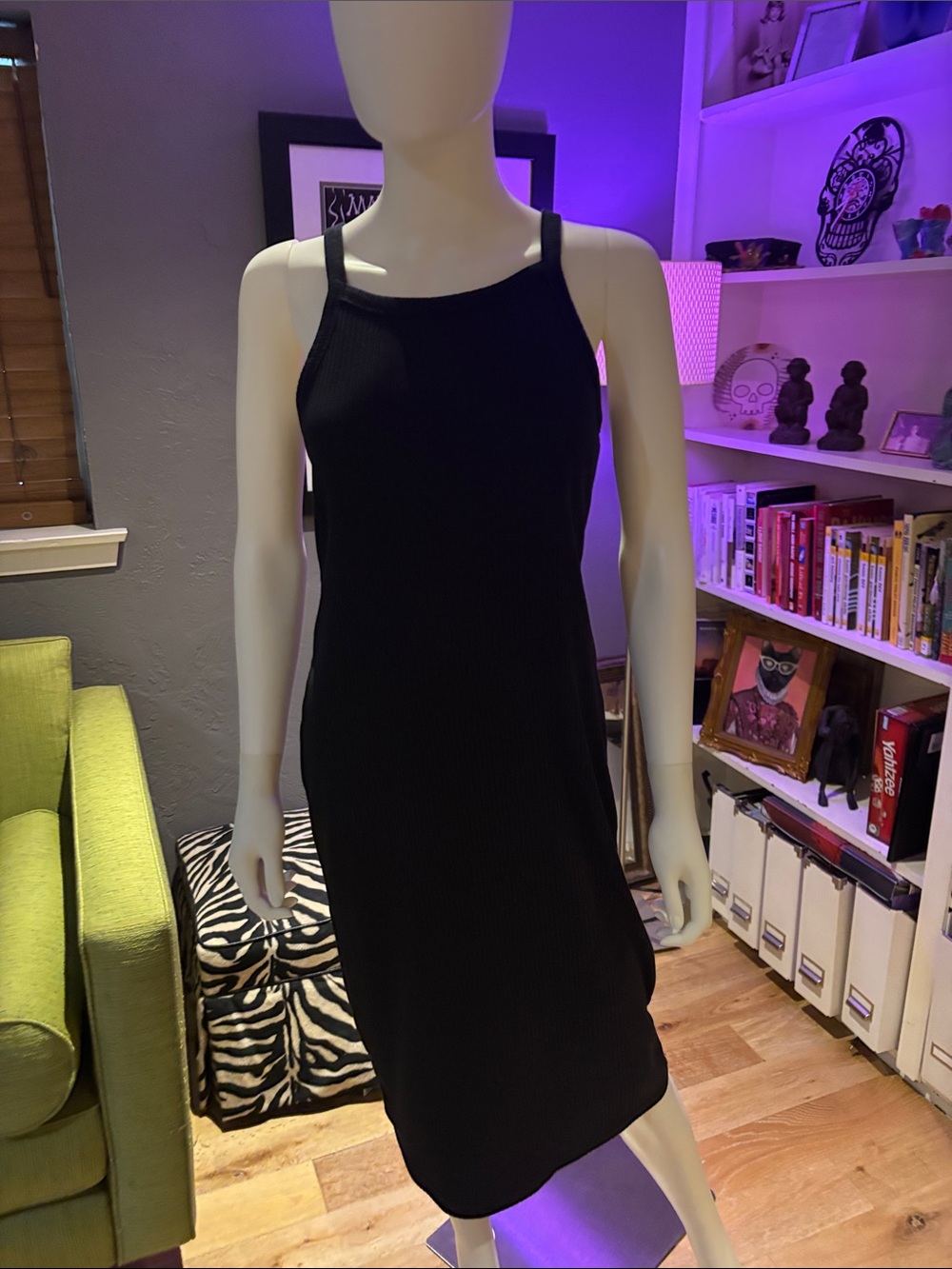 GAP Black Ribbed Tank Midi Dress